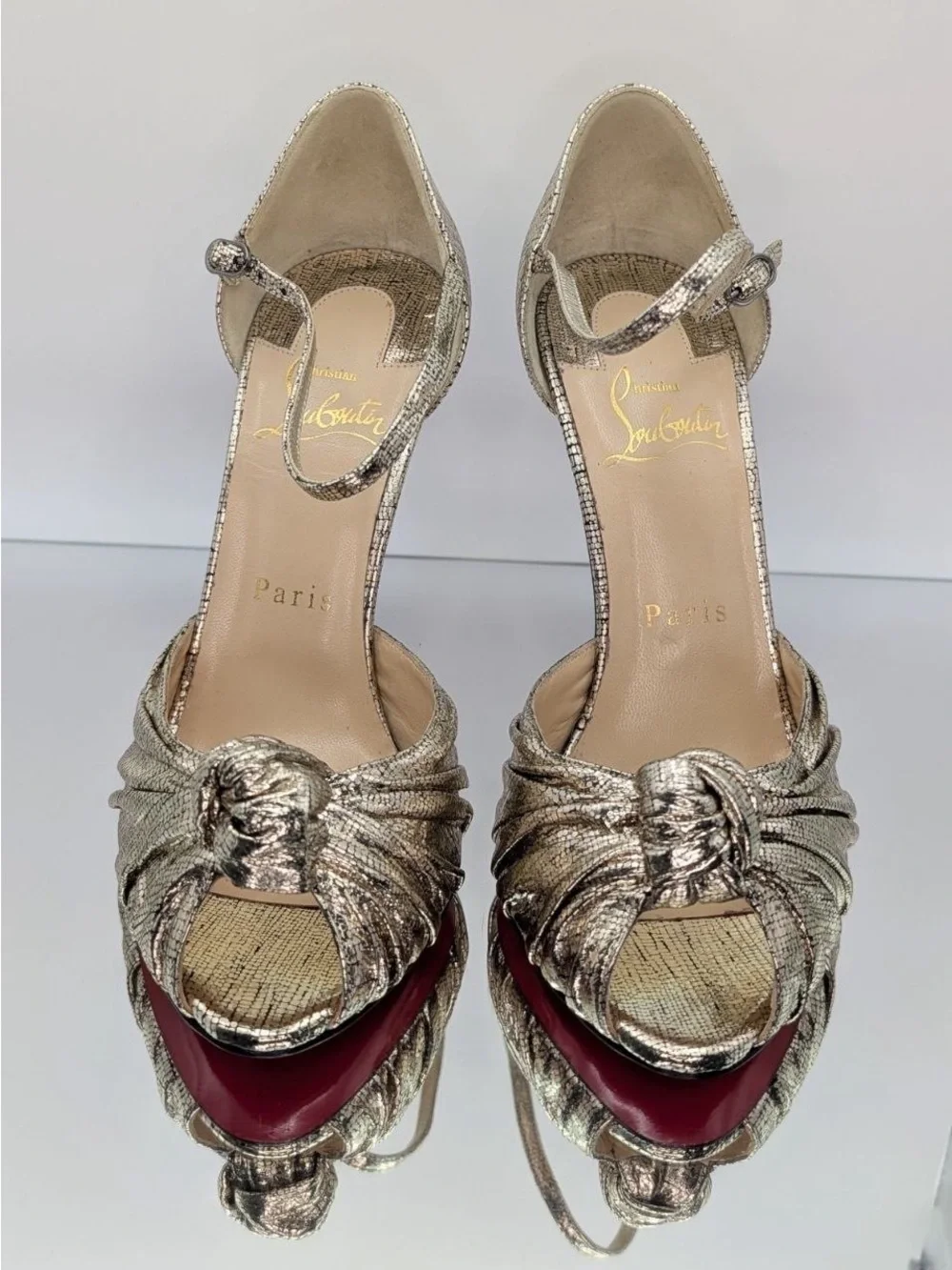 NWT Christian Louboutin Marchavekel 100 Lame Gold Heels 36.5  Authentic NIB
